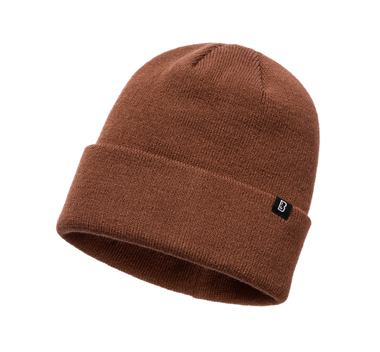 Brandit Feinstrick-Beanie in Braun aus weichem, warmem Material mit elastischer Passform und umklappbarem Umschlag