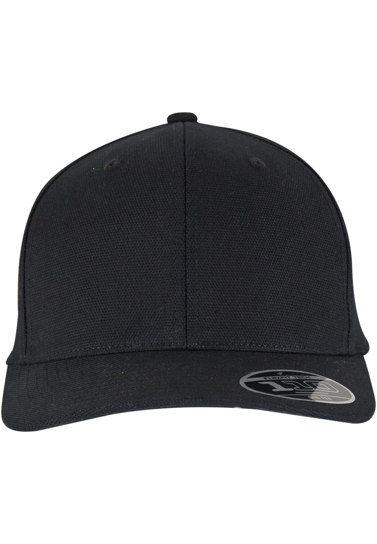 Schwarze Flexfit 110 Curved Snapback Cap mit vorgebogenem Schirm von Flexfit Tech.
