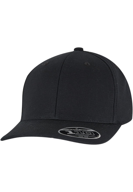 Schwarze Flexfit 110 Curved Snapback Cap mit vorgebogenem Schirm von Flexfit Tech.