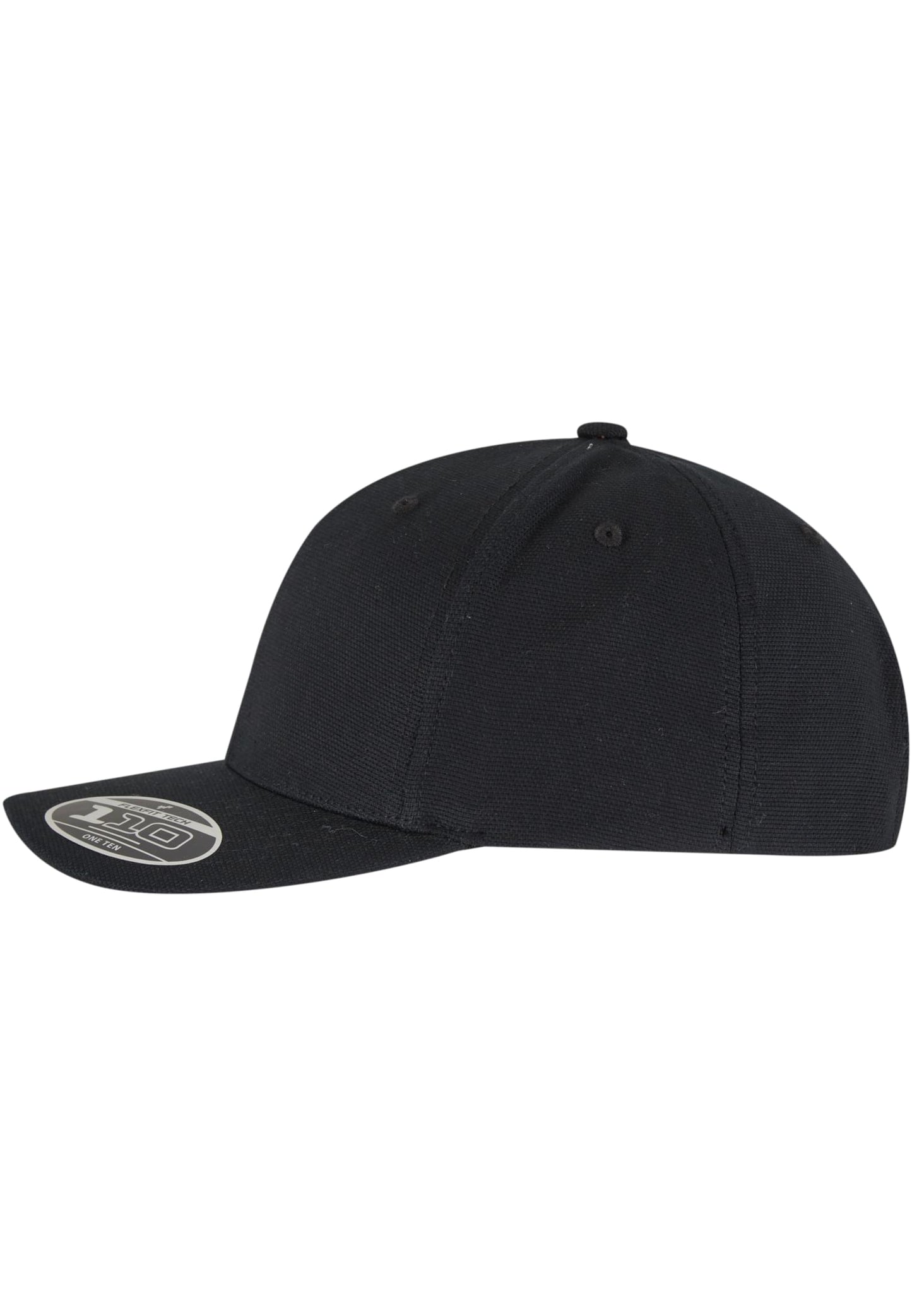 Schwarze Flexfit 110 Curved Snapback Cap mit vorgebogenem Schirm von Flexfit Tech.