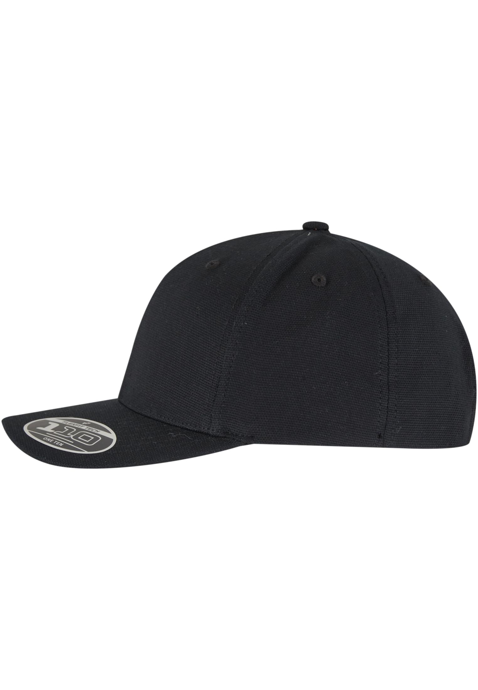 Schwarze Flexfit 110 Curved Snapback Cap mit vorgebogenem Schirm von Flexfit Tech.