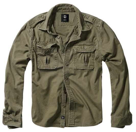BRANDIT Vintage Long Sleeve Shirt Olive