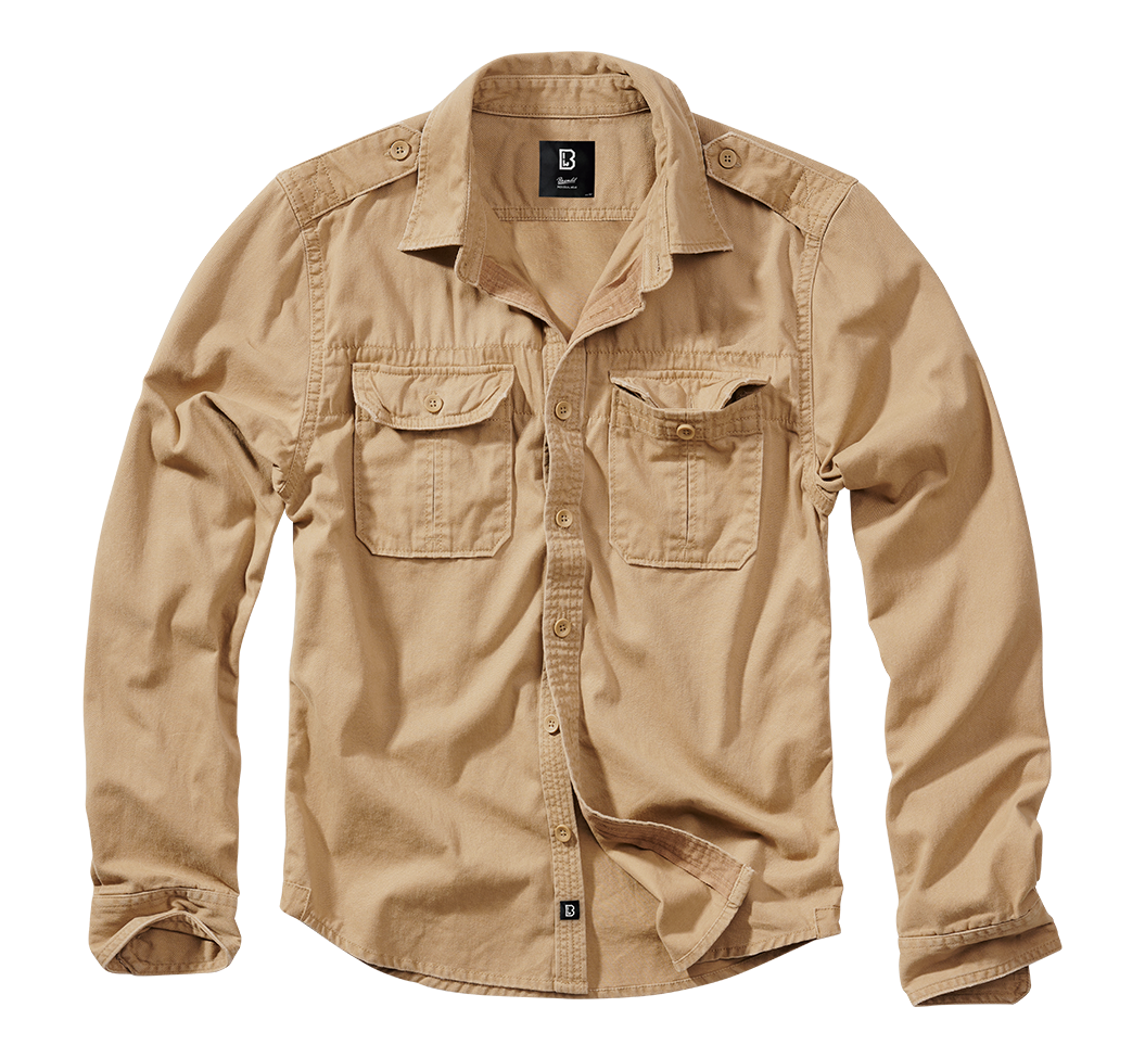 BRANDIT Vintage Shirt Long Sleeve Camel