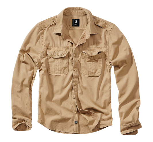 BRANDIT Vintage Shirt Long Sleeve Camel