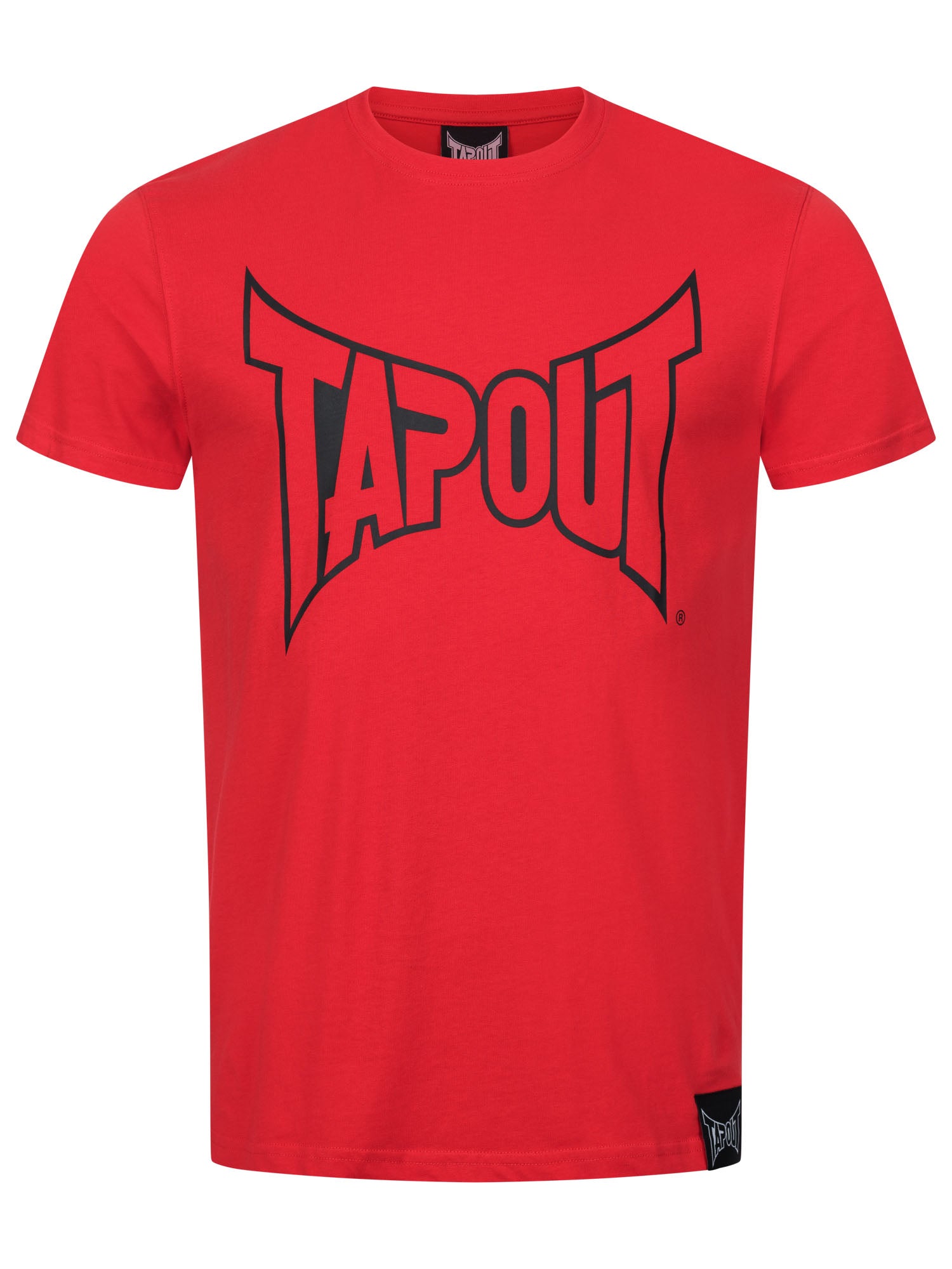 Tapout Herren T-Shirt in Rot, normale Passform, Rundhals, grosser Logo-Druck auf der Brust, aus 100 % gekämmter Baumwolle