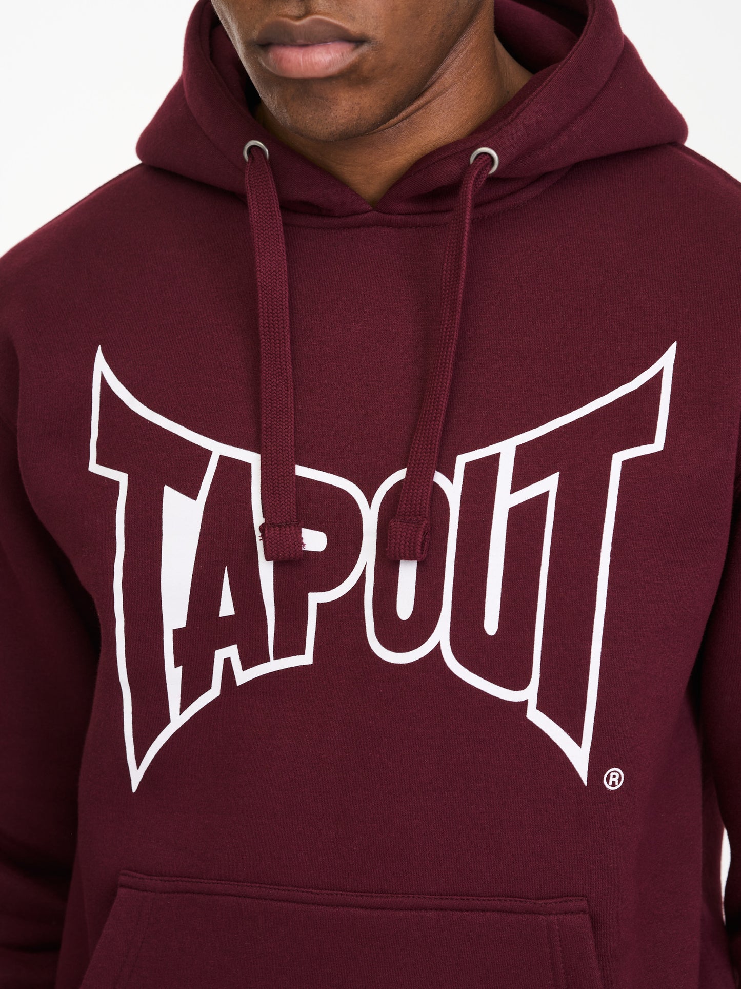 Tapout Herren Hoodie oxblood mit Logo-Print und Kängurutasche