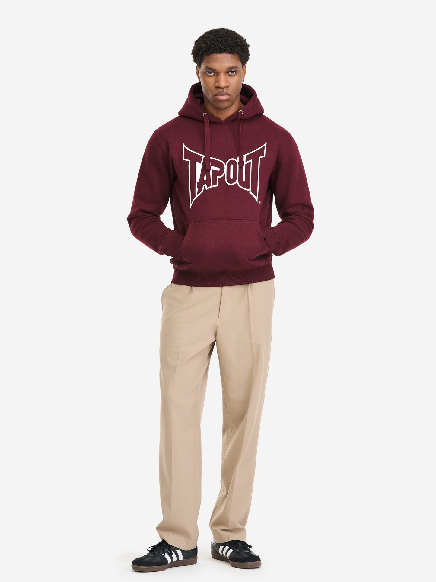 Tapout Herren Hoodie oxblood mit Logo-Print und Kängurutasche