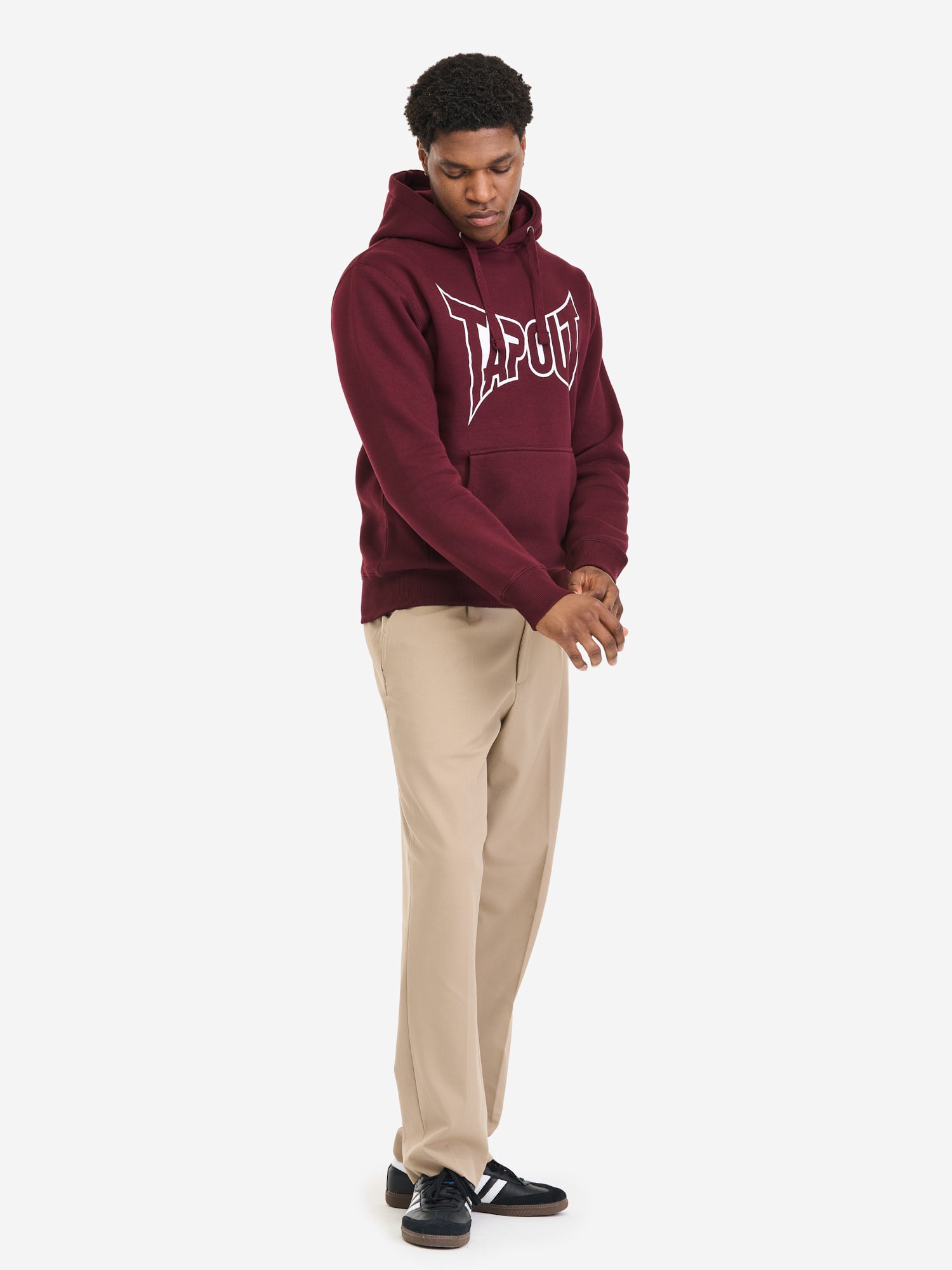 Tapout Herren Hoodie oxblood mit Logo-Print und Kängurutasche