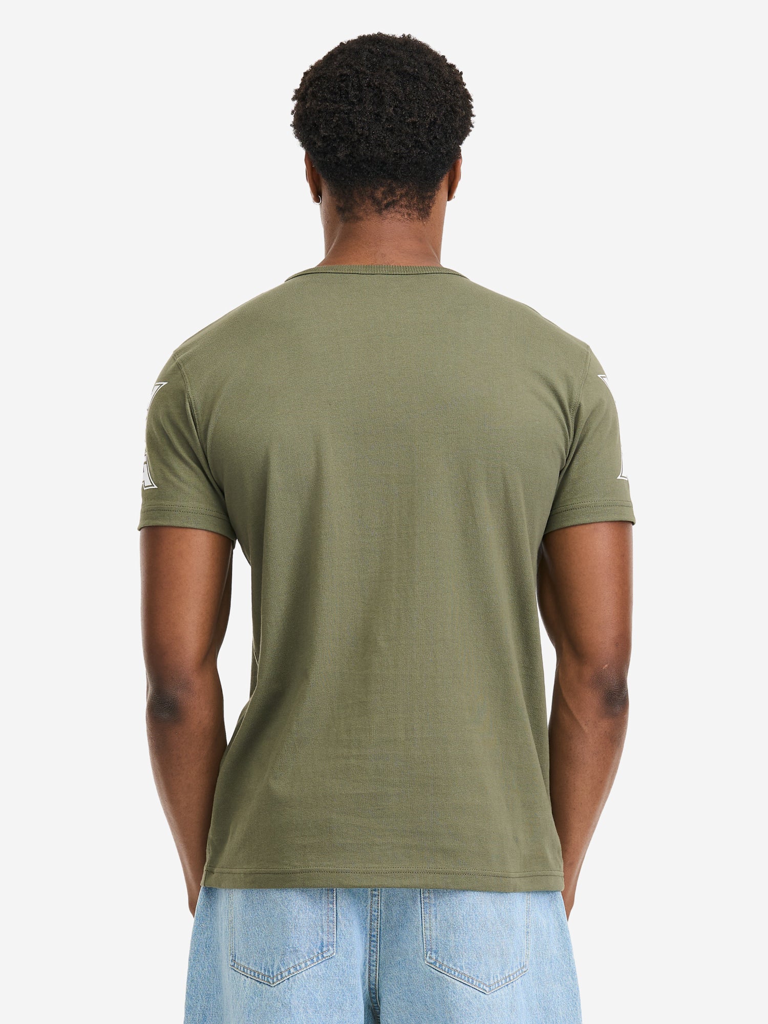 Tapout Herren T-Shirt Oliv, Baumwolle mit grossem Logo-Print vorne, kleinem Logo am Rücken und Label am Saum