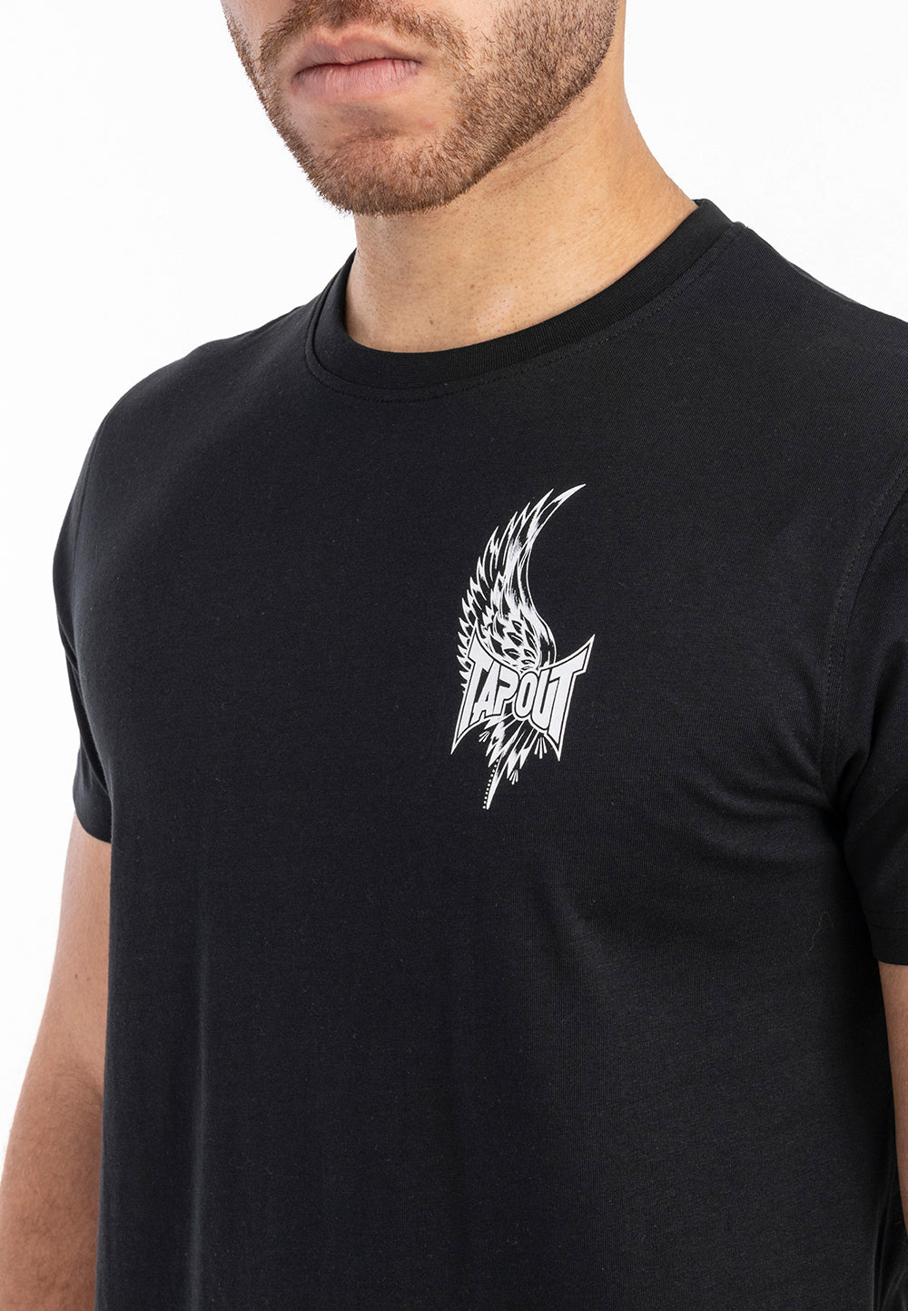 Schwarzes Tapout Herren T-Shirt mit Backprint und Frontprint