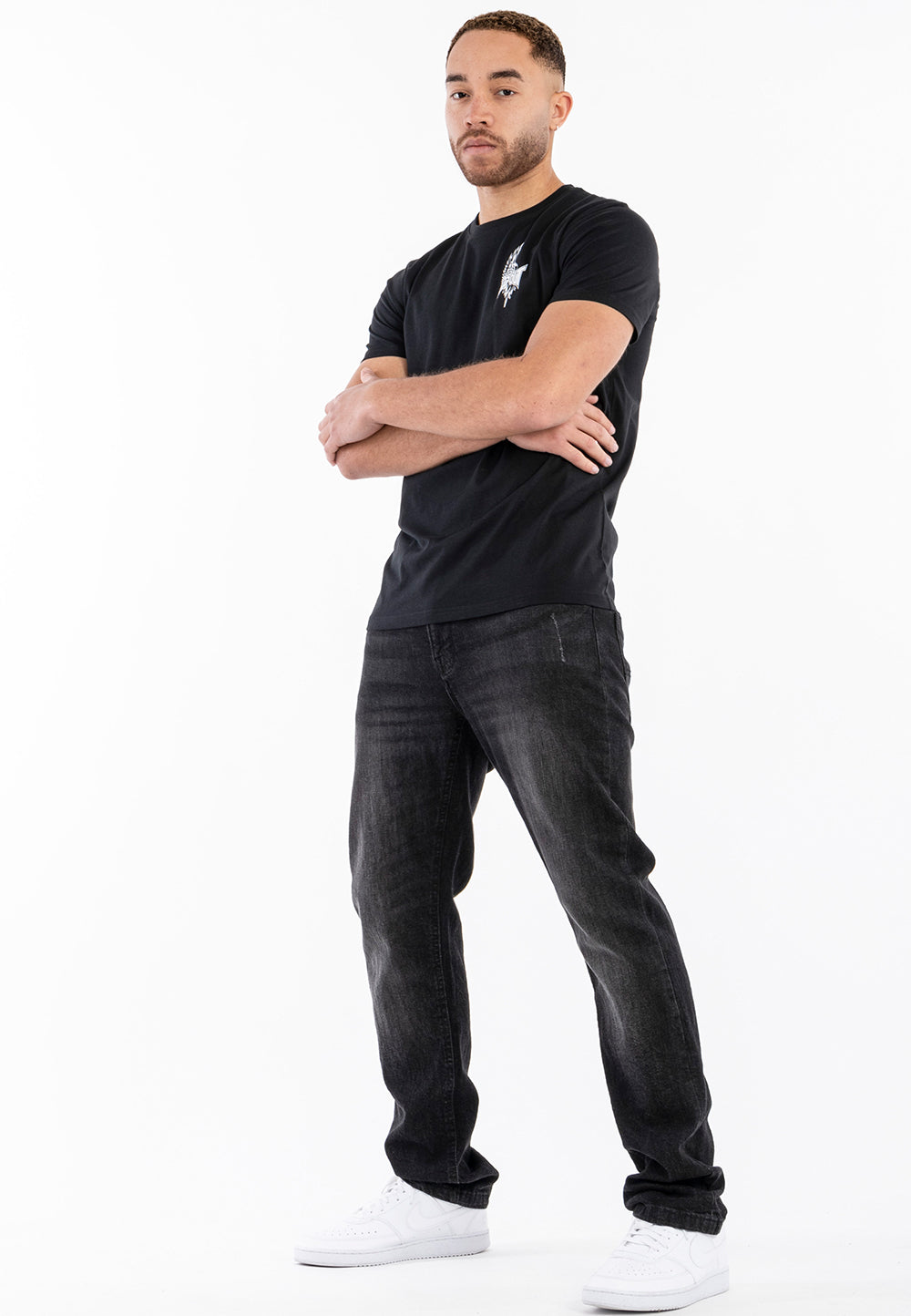 Schwarzes Tapout Herren T-Shirt mit Backprint und Frontprint