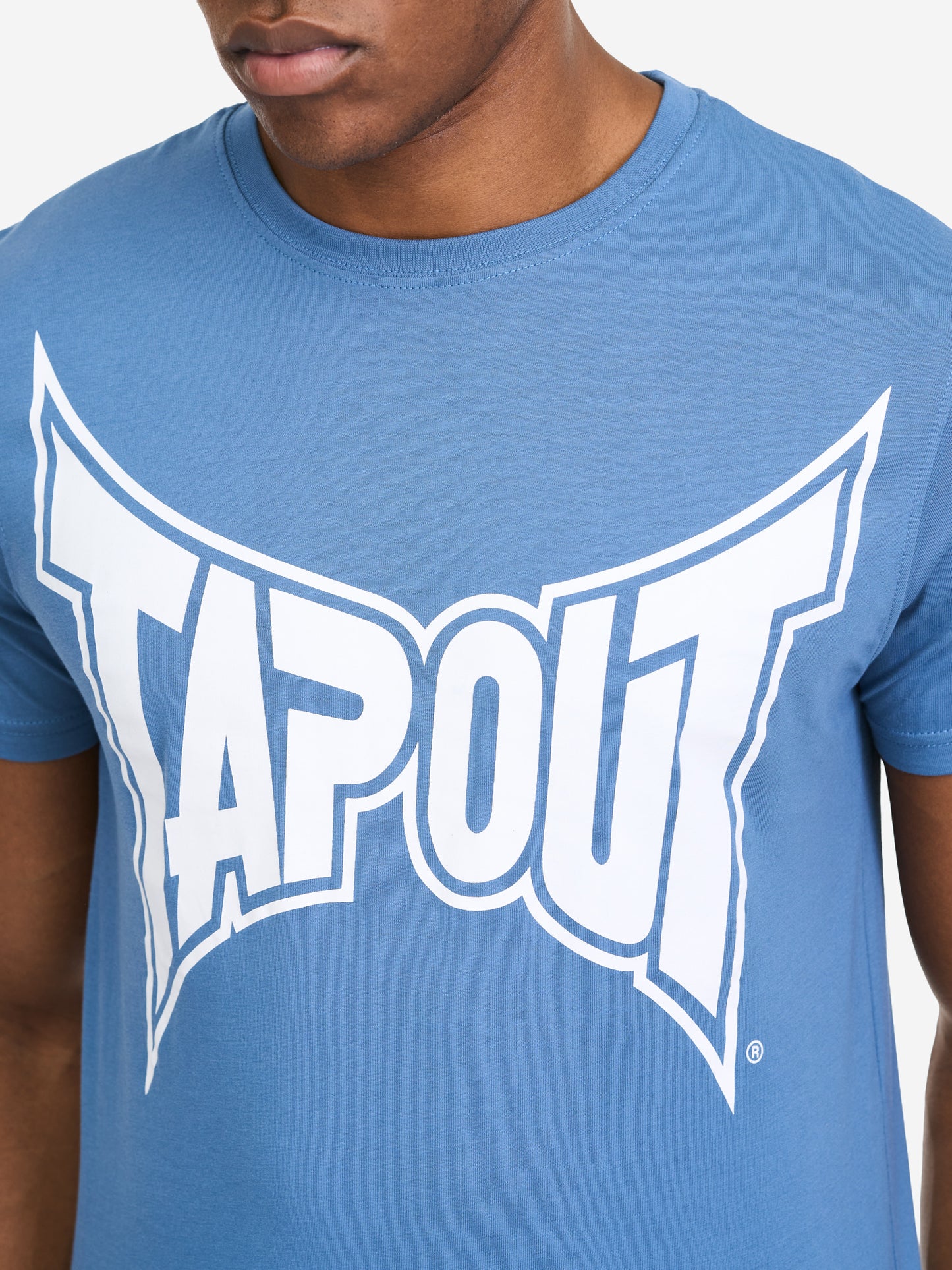 Tapout Herren T-Shirt Blau, normale Passform, Rundhals mit Logo-Print