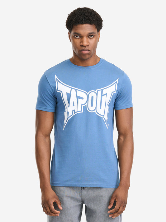 Tapout Herren T-Shirt Blau, normale Passform, Rundhals mit Logo-Print