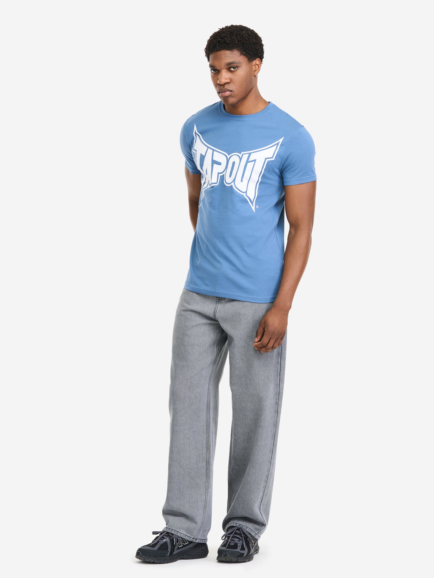 Tapout Herren T-Shirt Blau, normale Passform, Rundhals mit Logo-Print