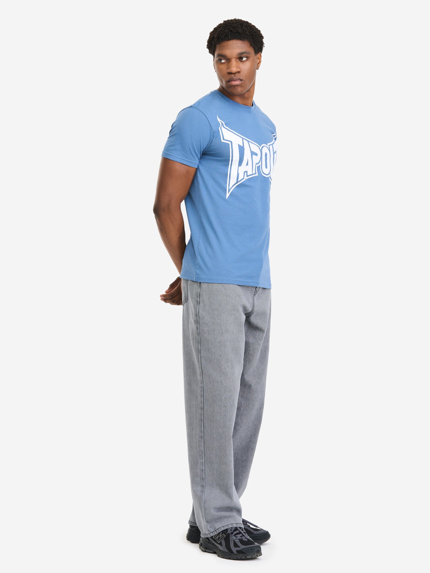 Tapout Herren T-Shirt Blau, normale Passform, Rundhals mit Logo-Print