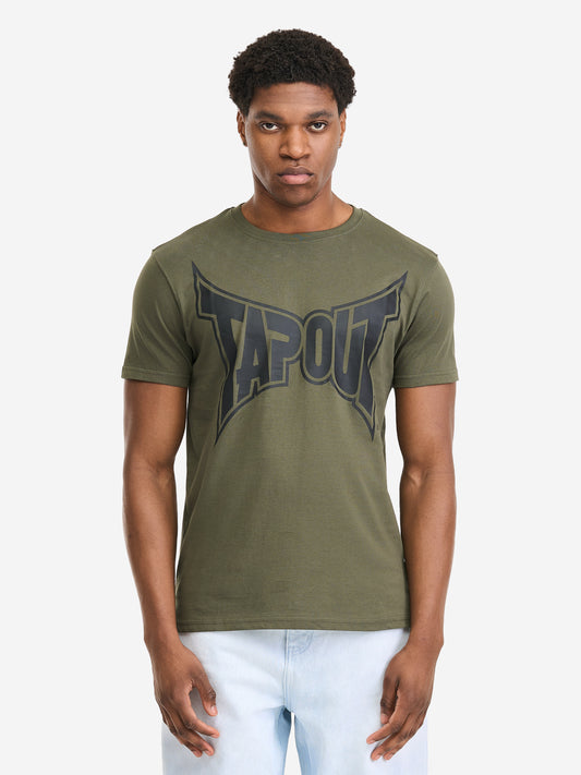 Tapout Herren T-Shirt Oliv, normale Passform, Rundhals mit Logo-Print