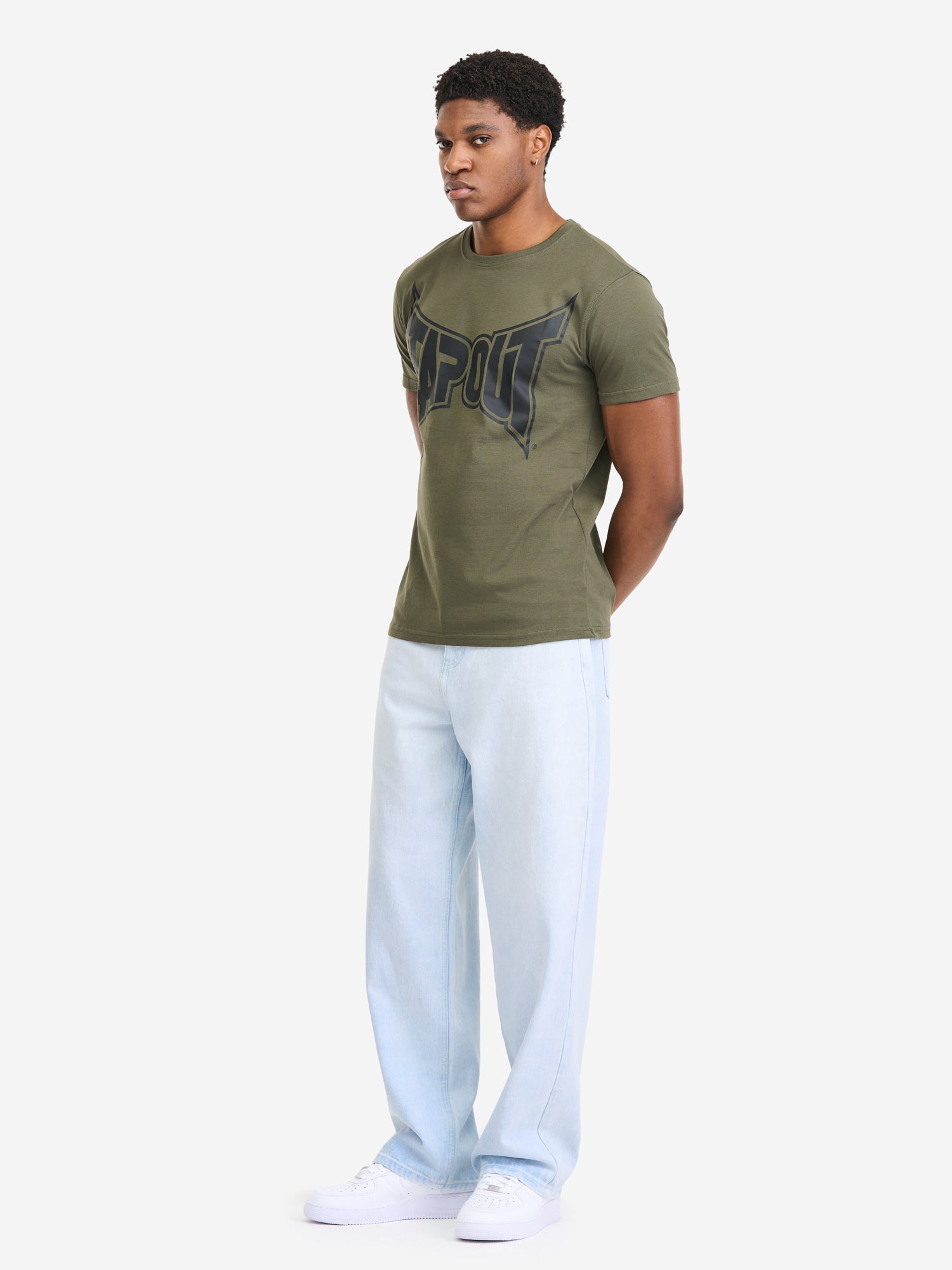 Tapout Herren T-Shirt Oliv, normale Passform, Rundhals mit Logo-Print