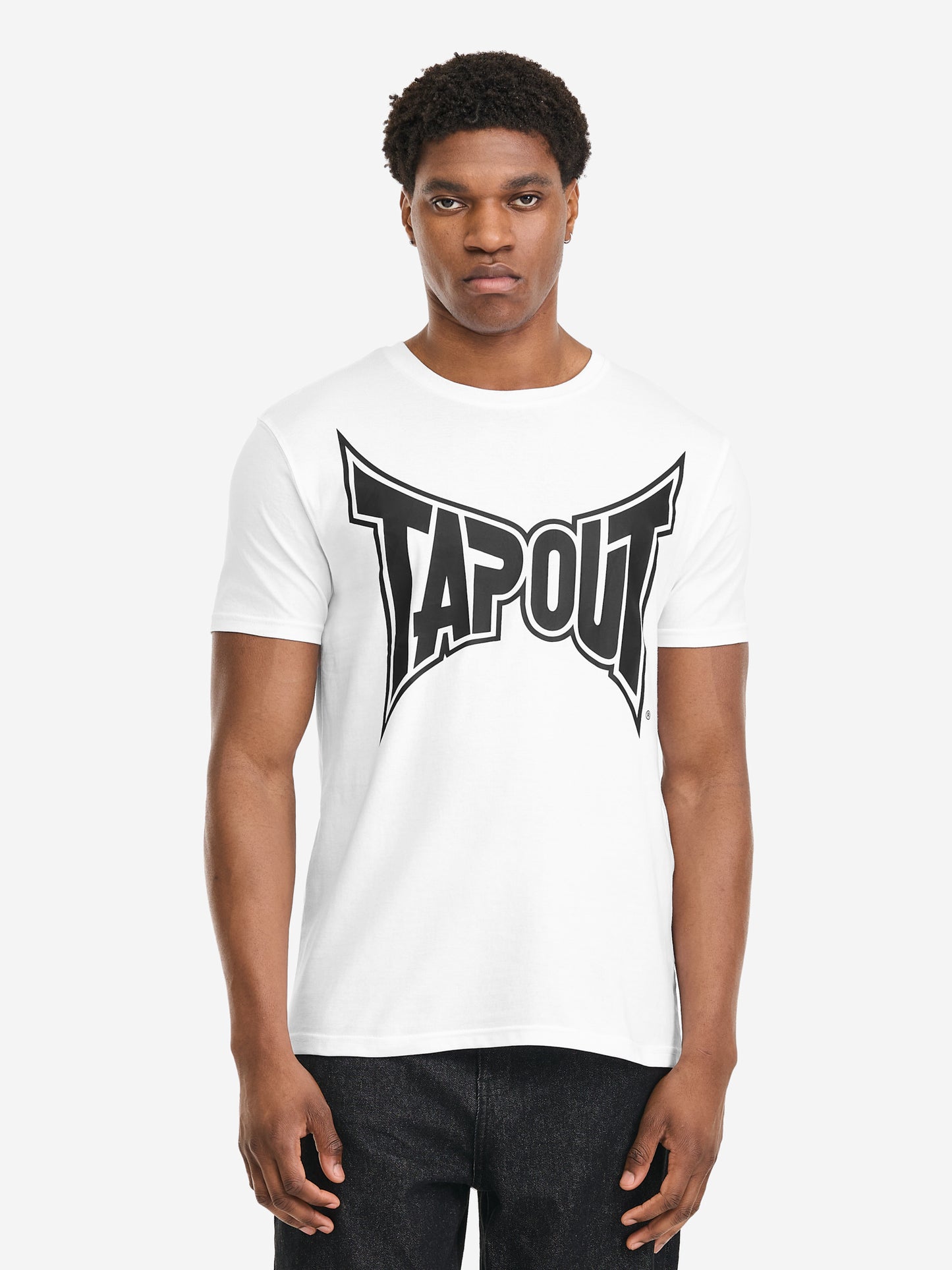 Tapout Herren T-Shirt Weiss, normale Passform, Rundhals mit Logo-Print