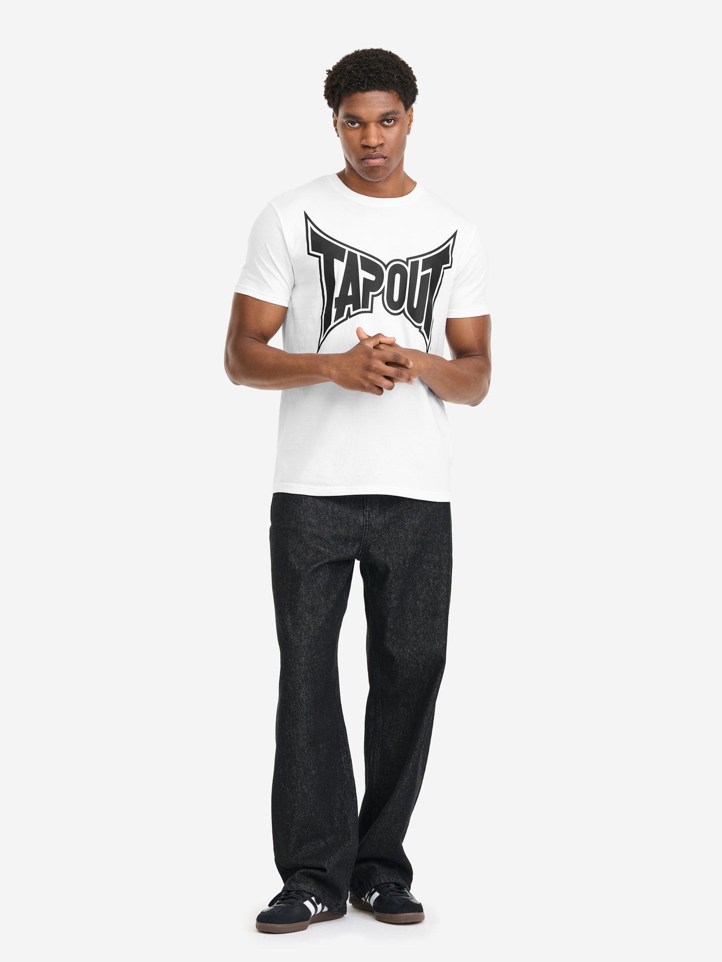 Tapout Herren T-Shirt Weiss, normale Passform, Rundhals mit Logo-Print