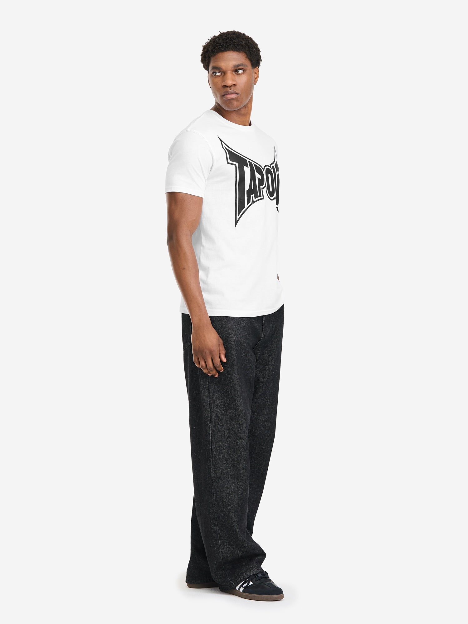 Tapout Herren T-Shirt Weiss, normale Passform, Rundhals mit Logo-Print