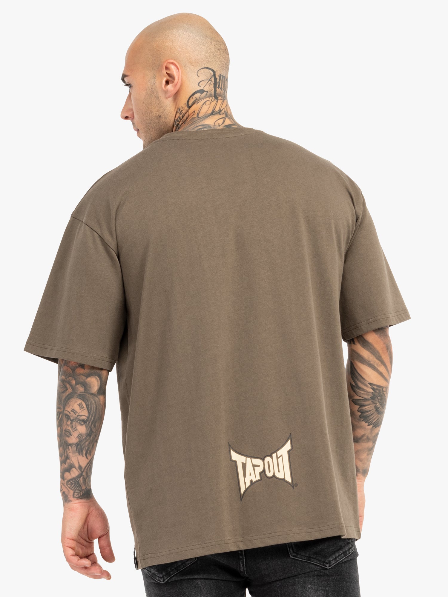 Tapout Herren T-Shirt Oversize braun mit Front-Print