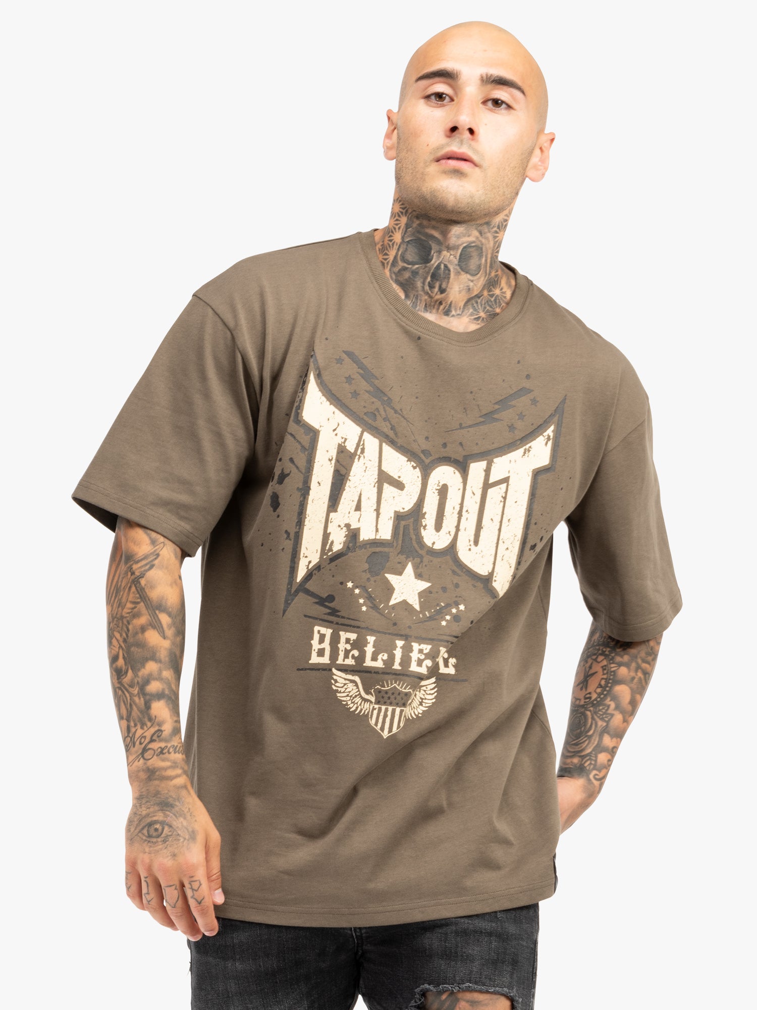 Tapout Herren T-Shirt Oversize braun mit Front-Print