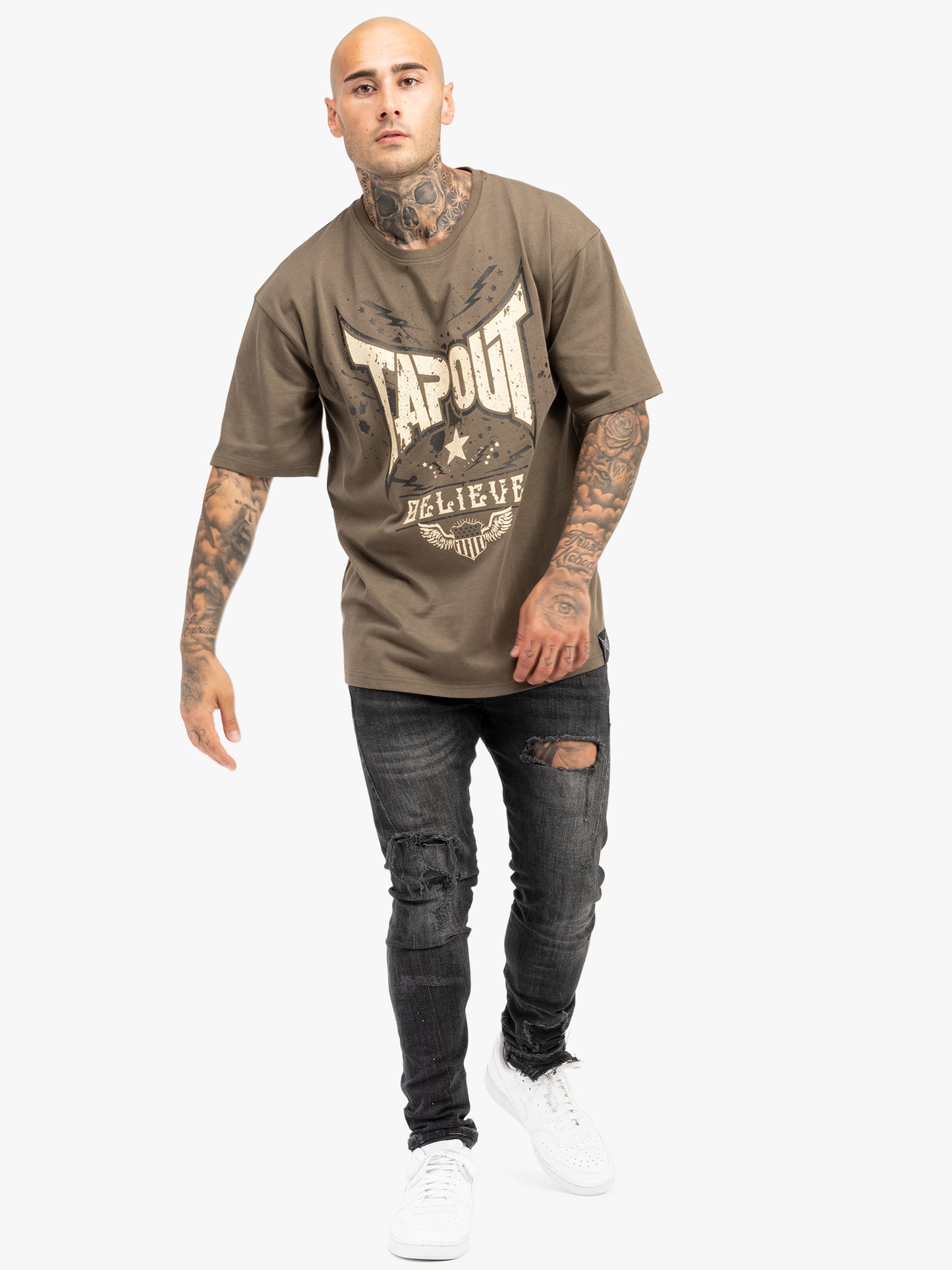 Tapout Herren T-Shirt Oversize braun mit Front-Print