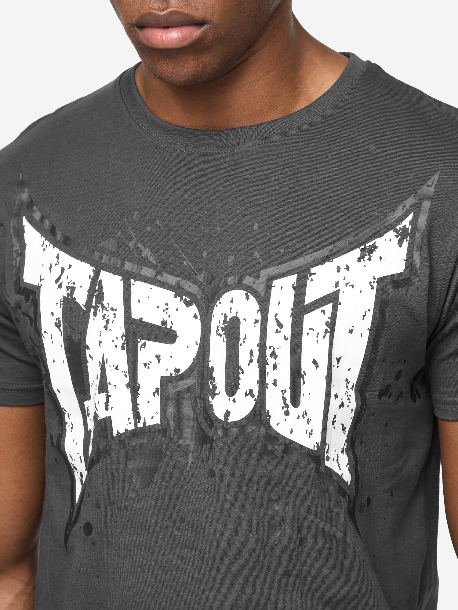 Tapout Herren T-Shirt & Shorts Set Anthracite mit Logo in normaler Passform