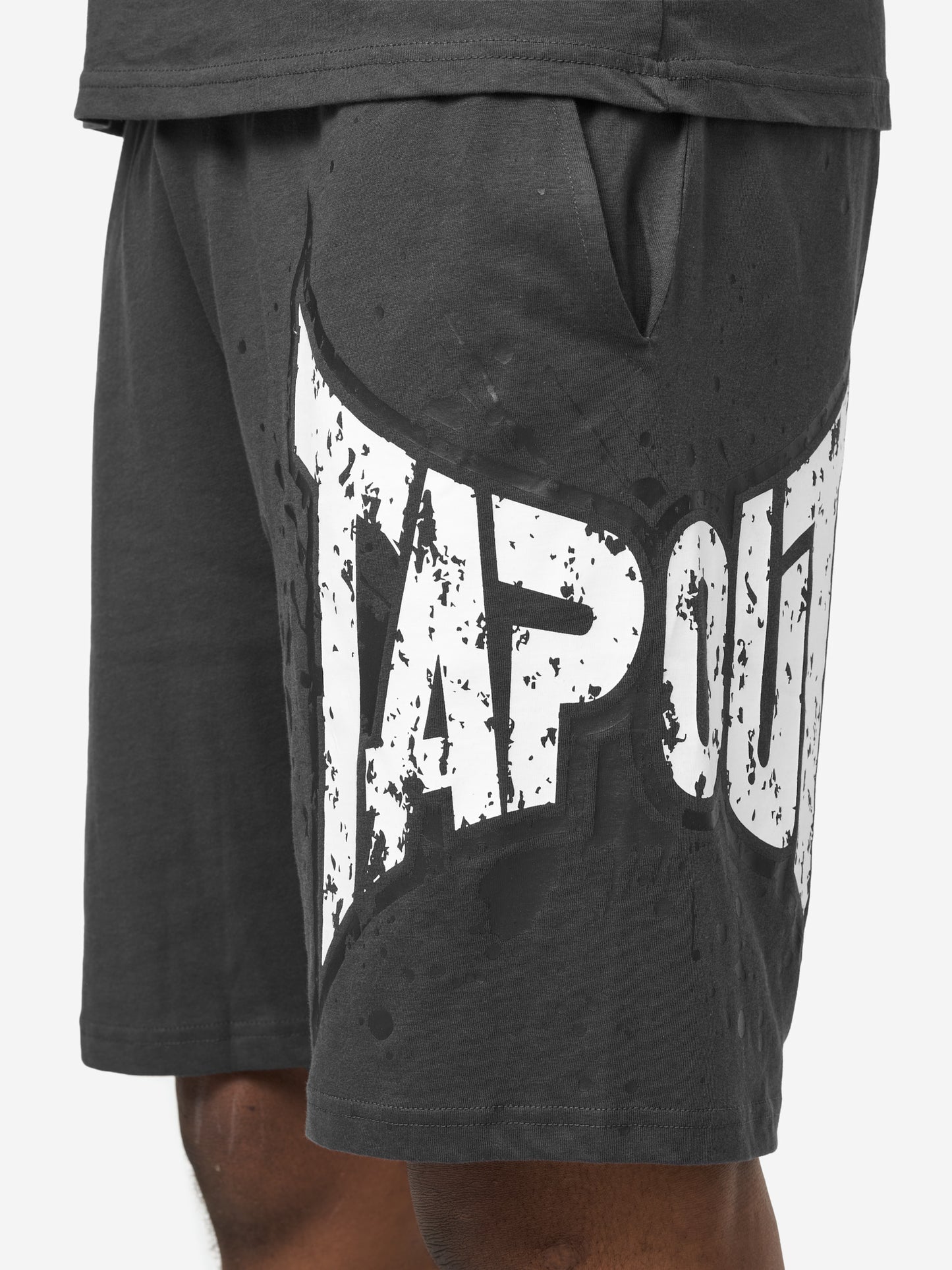 Tapout Herren T-Shirt & Shorts Set Anthracite mit Logo in normaler Passform