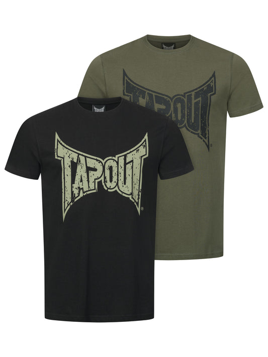 Tapout T-Shirt Doppelpack aus 100 % gekämmter Baumwolle, mit markantem Logo-Print in Cracked-Optik