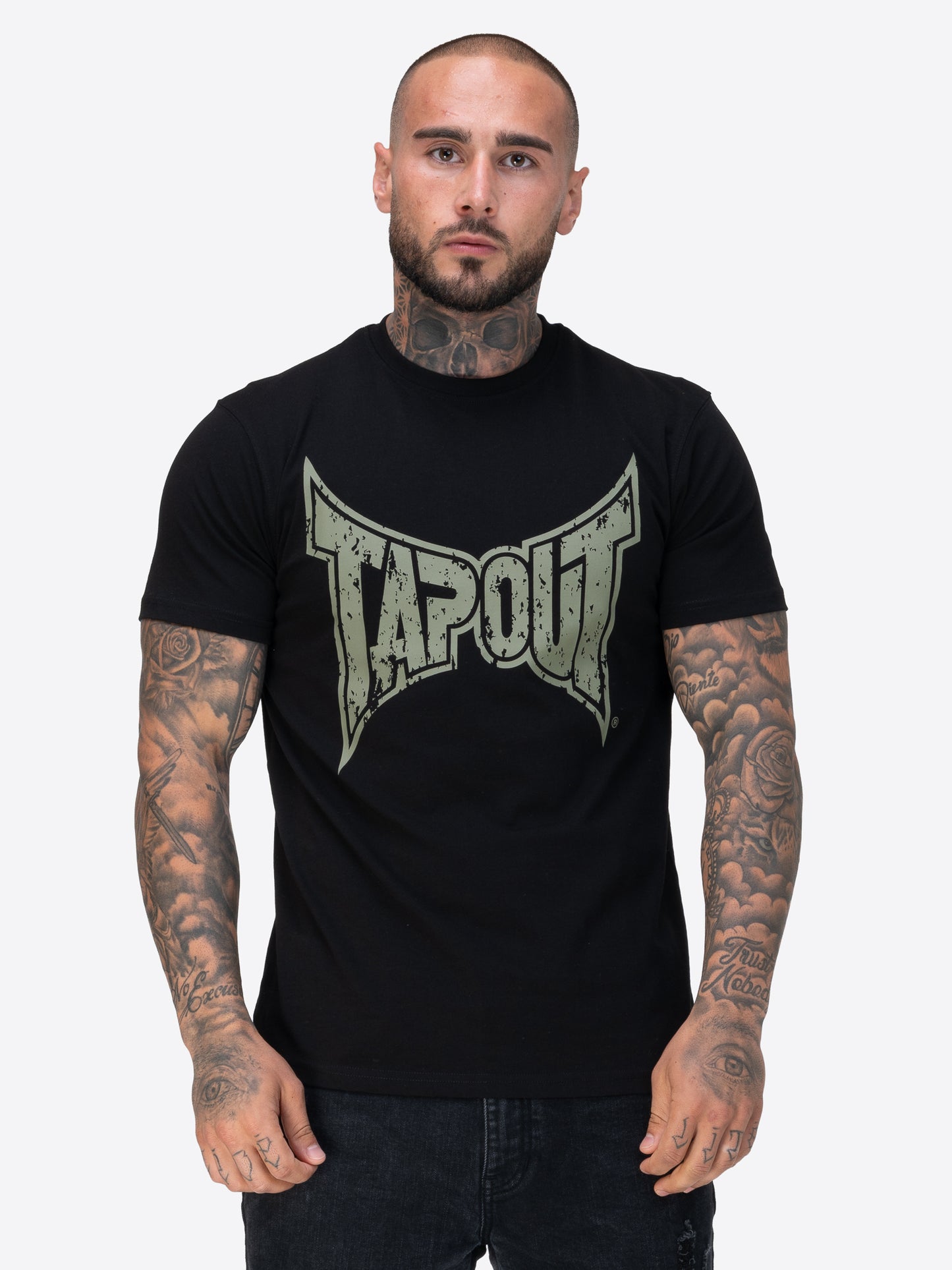 Tapout T-Shirt Doppelpack aus 100 % gekämmter Baumwolle, mit markantem Logo-Print in Cracked-Optik