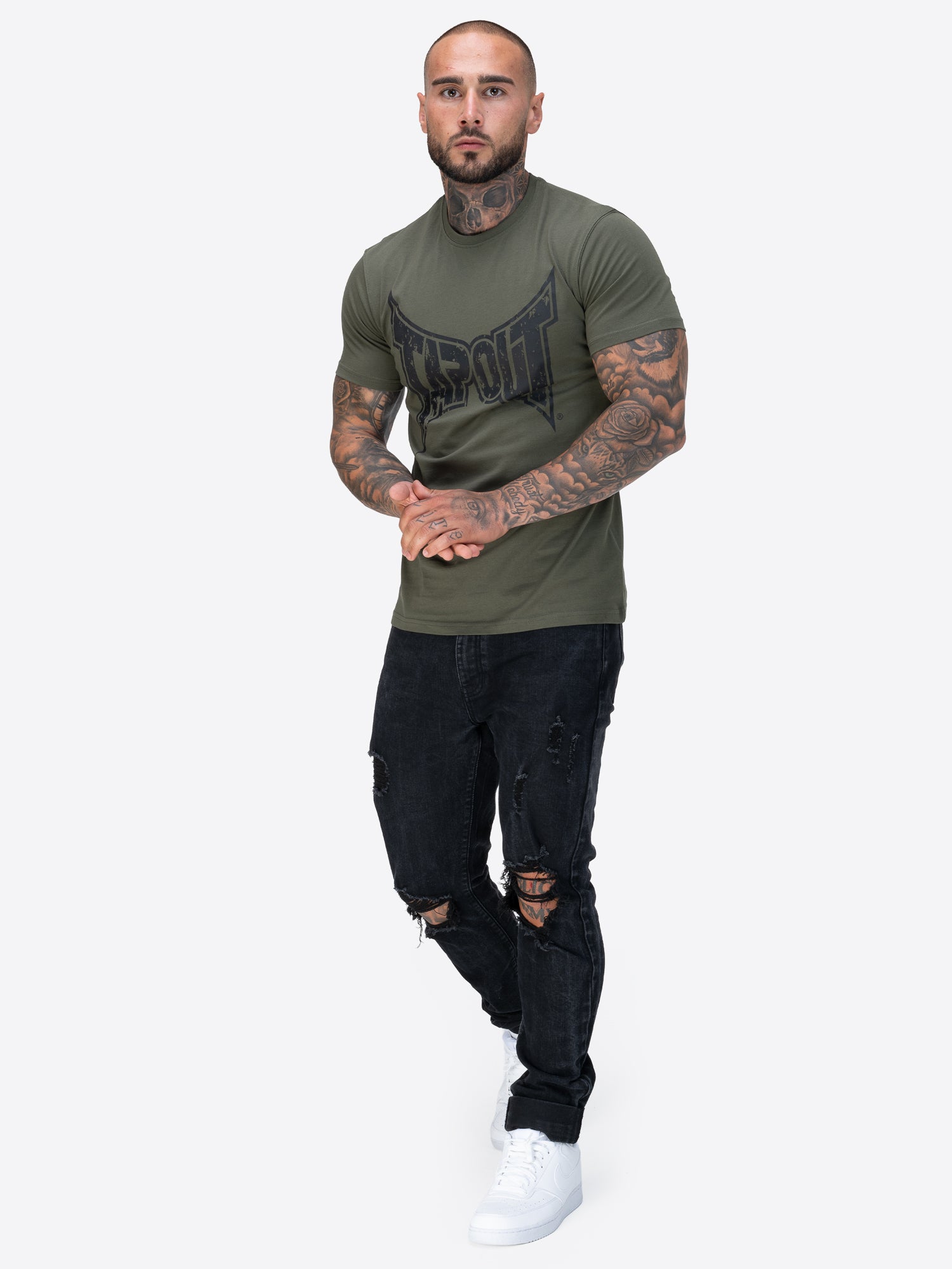 Tapout T-Shirt Doppelpack aus 100 % gekämmter Baumwolle, mit markantem Logo-Print in Cracked-Optik