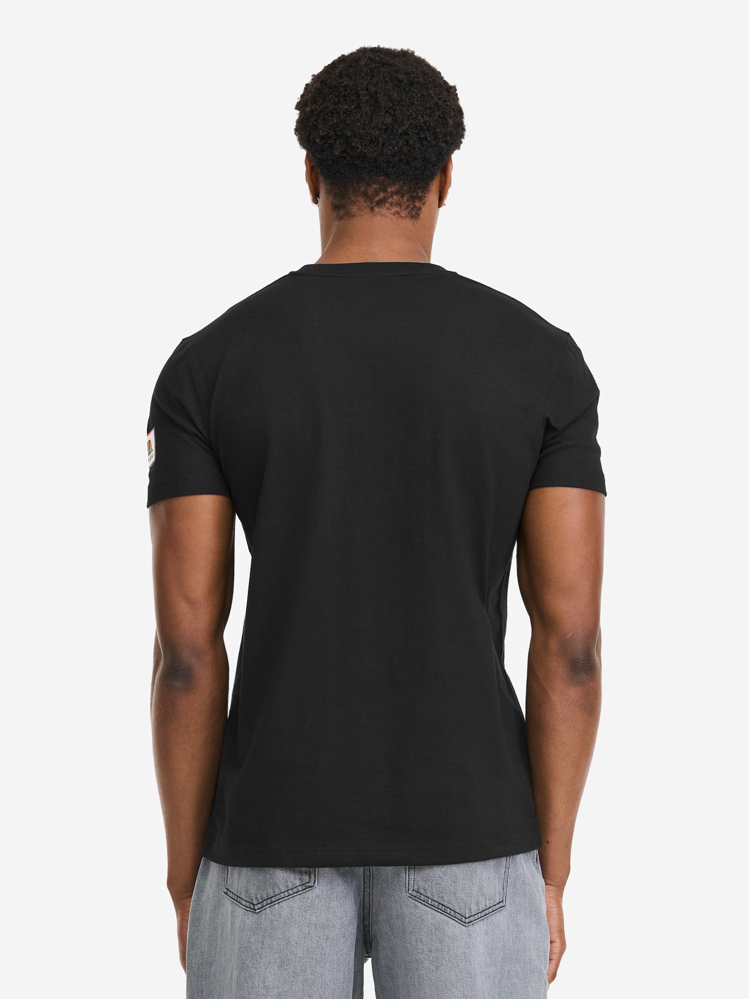 Herren T-Shirt normale Passform schwarz mit Vintage-Logo auf der Brust