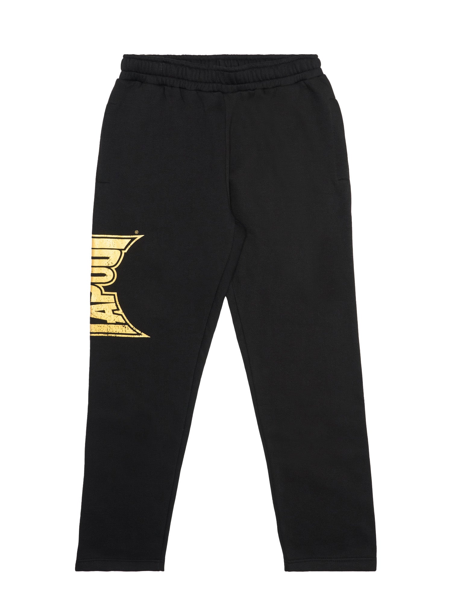 Schwarze Tapout Herren Jogginghose in normaler Passform mit Vintage-Logo-Druck, drei Taschen und Fleece