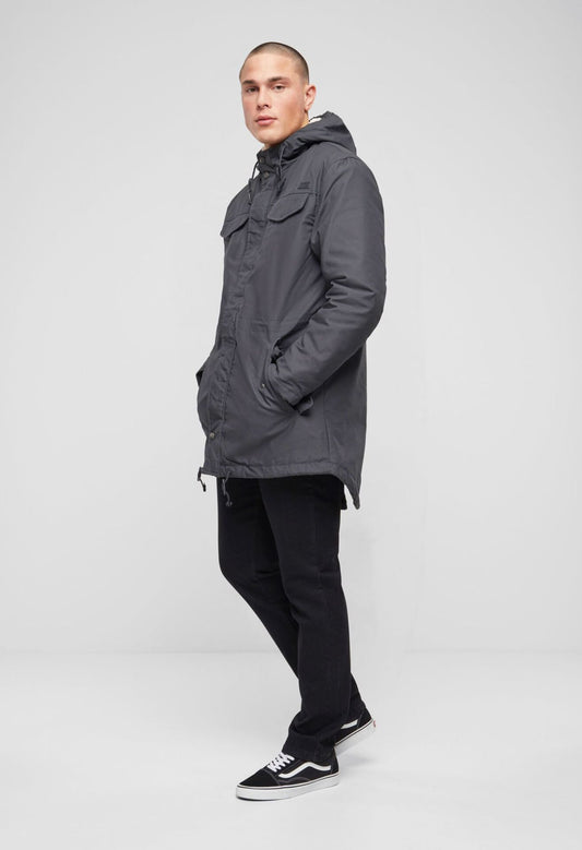 Brandit Marsh Lake Teddyparka anthracite mit Teddyfell und Taillenzug