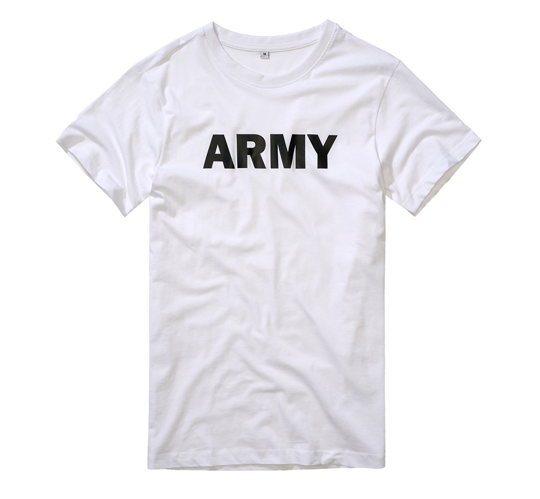 Brandit Army T-Shirt in Weiss mit Brustprint, 100% Baumwolle für bluepalm