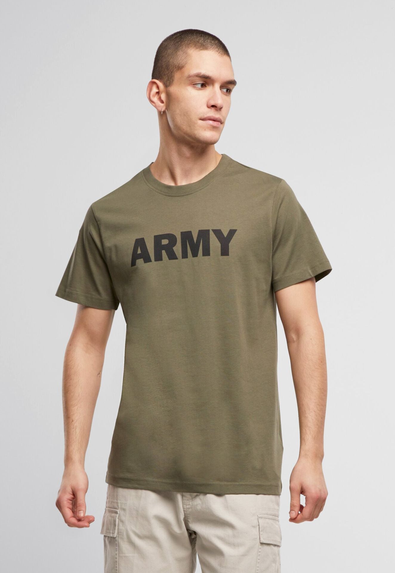 Brandit Army T-Shirt in Oliv mit Brustprint, 100% Baumwolle für bluepalm