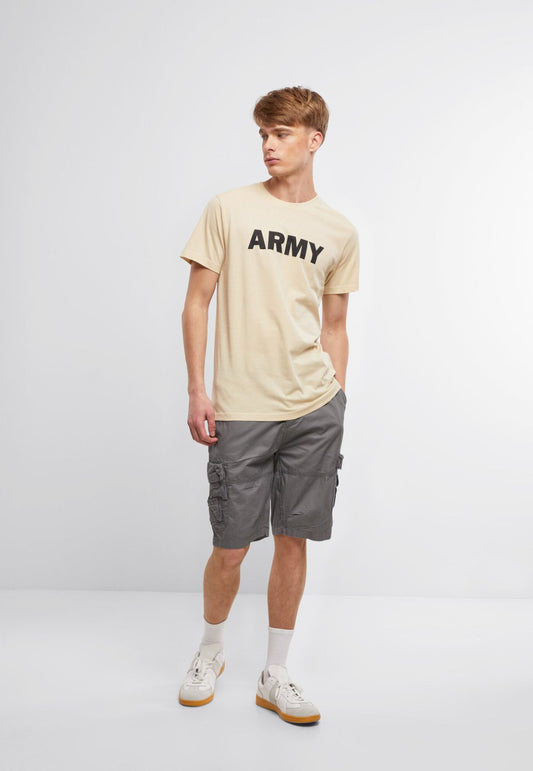 Brandit Army T-Shirt in Beige mit Brustprint, 100% Baumwolle für bluepalm