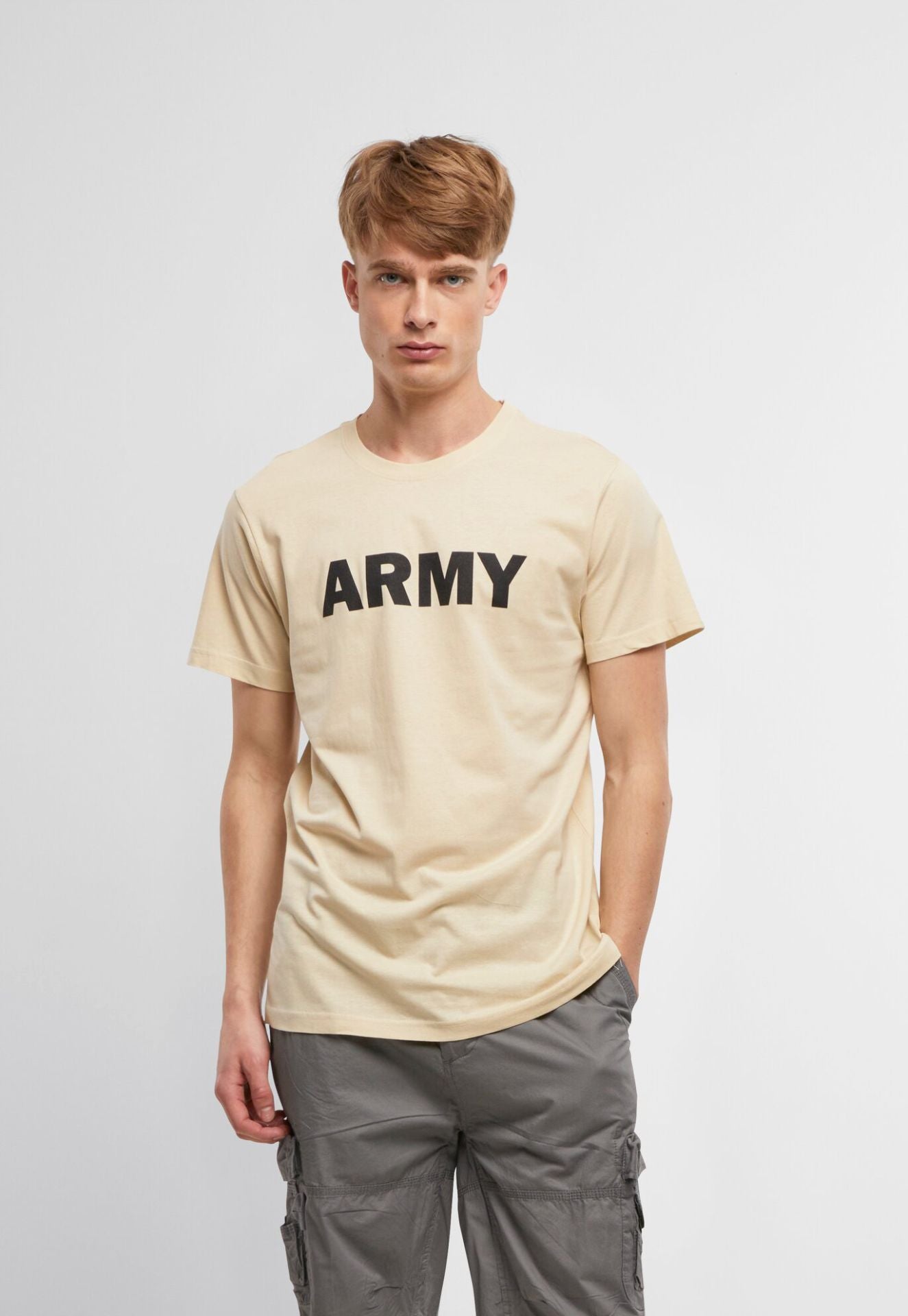 Brandit Army T-Shirt in Beige mit Brustprint, 100% Baumwolle für bluepalm