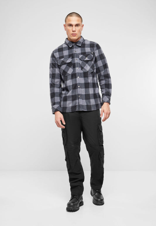 BRANDIT Jeff Fleece Shirt Long Sleeve Schwarz/Grau