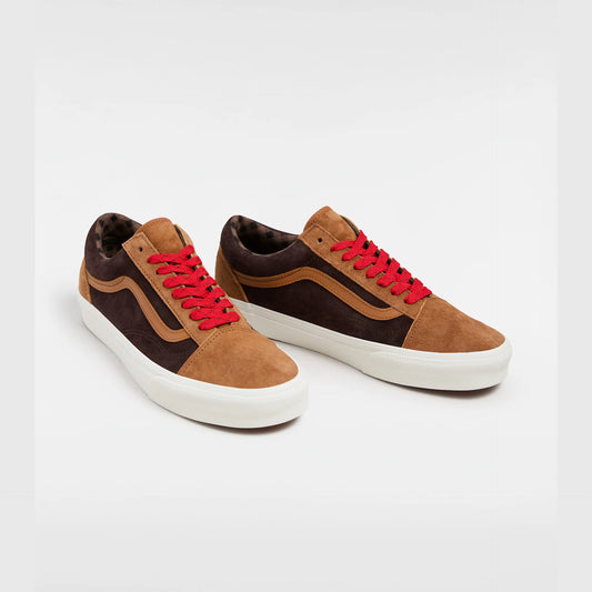 Vans Old Skool Braun – Suede/Canvas Sneaker mit roten Laces