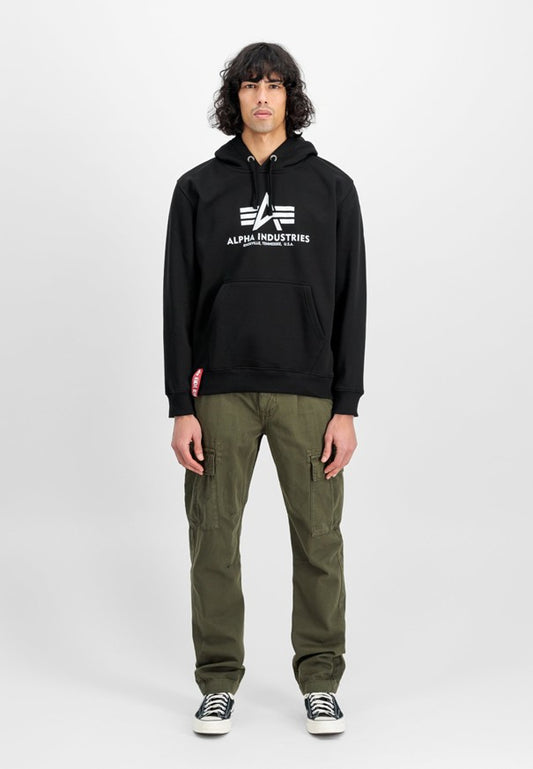 Schwarzer Alpha Industries Hoodie mit grossem Logo