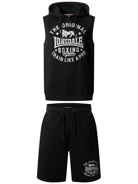 Lonsdale 117839 Shotley Kapuzensweatshirt & Shorts Set Schwarz