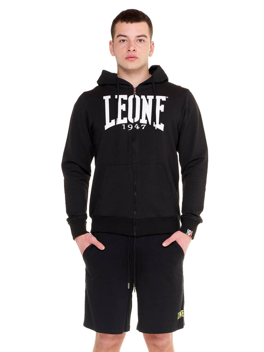 Leone - Big Logo Kapuzensweatzipjacke Schwarz