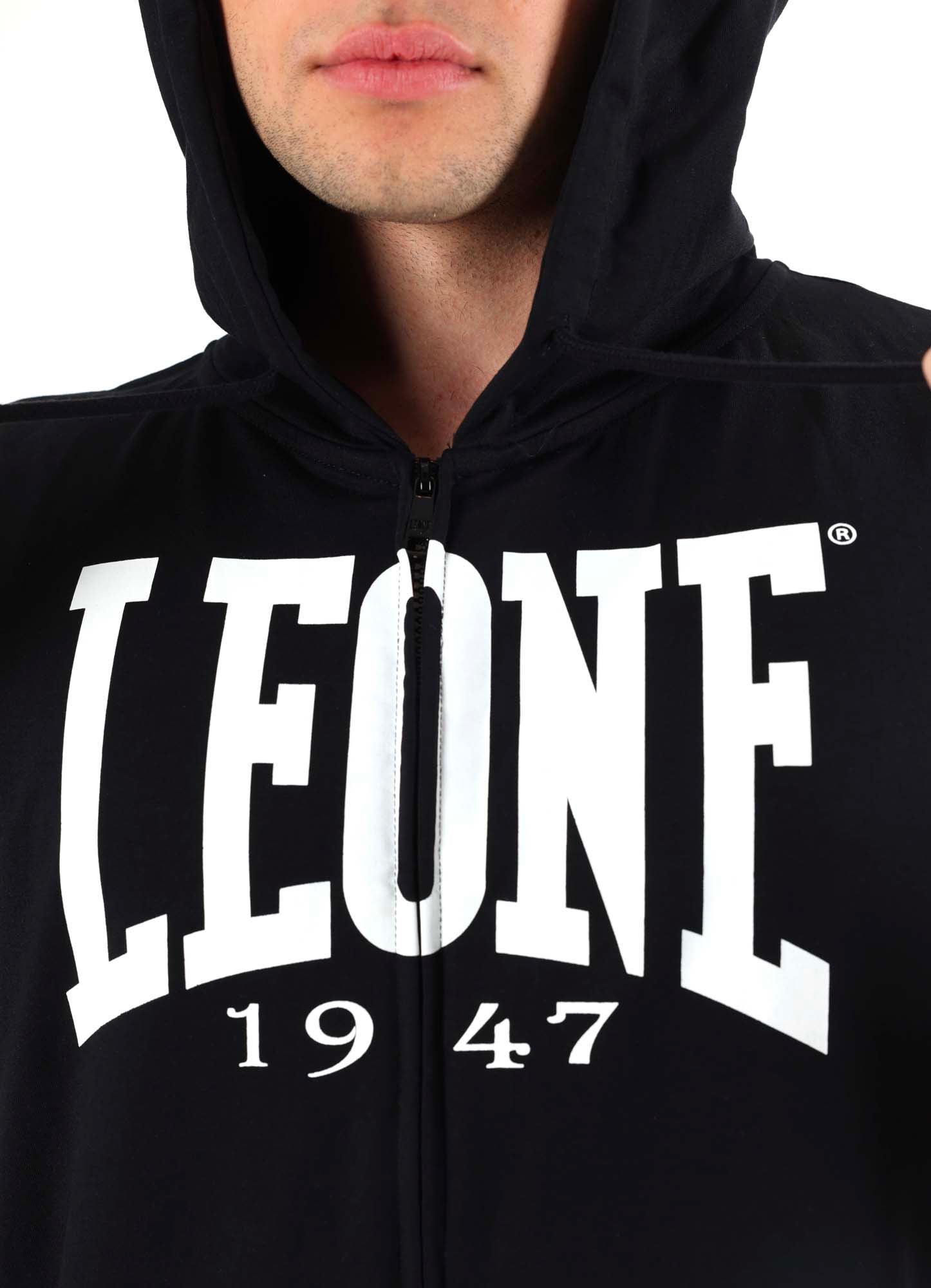 Leone - Big Logo Aermelloses T-Shirt mit Kapuze Schwarz