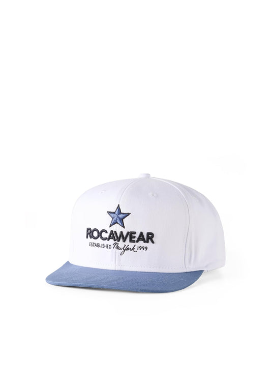 Rocawear ROCAFELLA Snap Back Cap White blue Schraegansicht