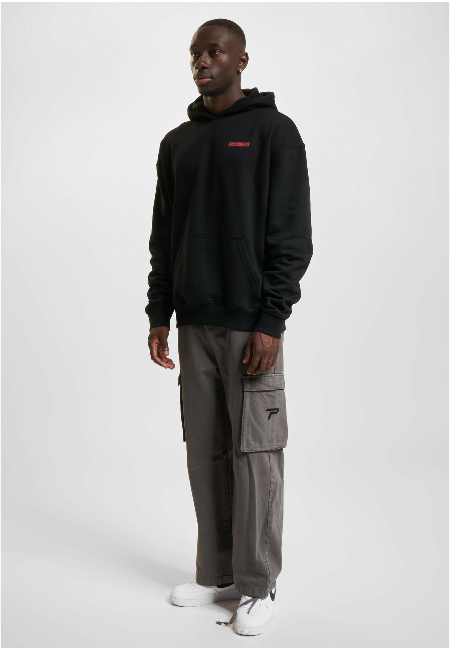 Rocawear Rocaworld Hoodie Herren Oversize Hoodie mit Logo auf der Brust und grossem Rueckenprint Outfit