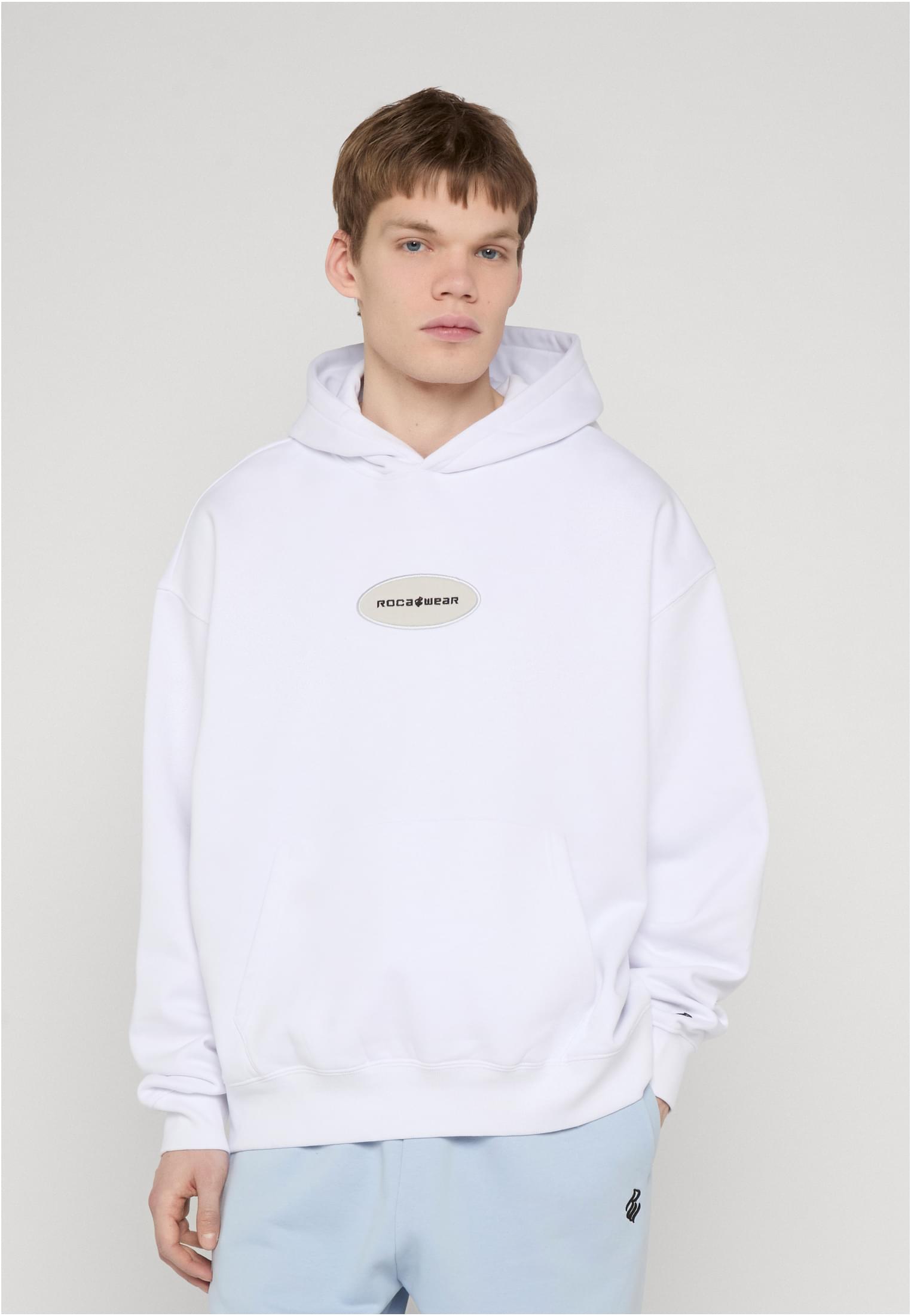 Rocawear SIMPLEROC Hoody Weiss Herren Hoodie Vorderansicht mit Logo-Patch