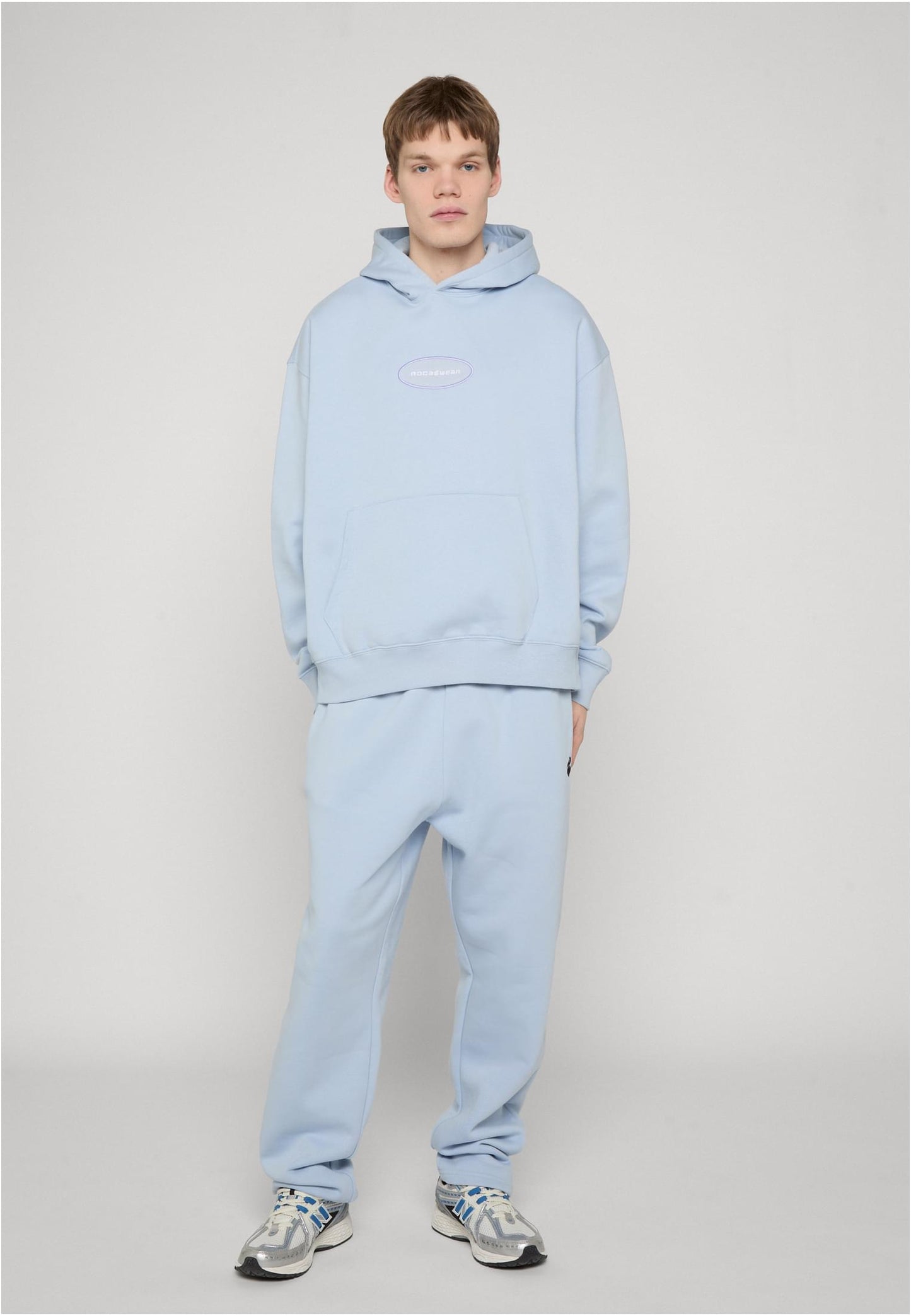 Rocawear SIMPLEROC Hoody Hellblau Herren Hoodie Vorderansicht mit Logo-Patch