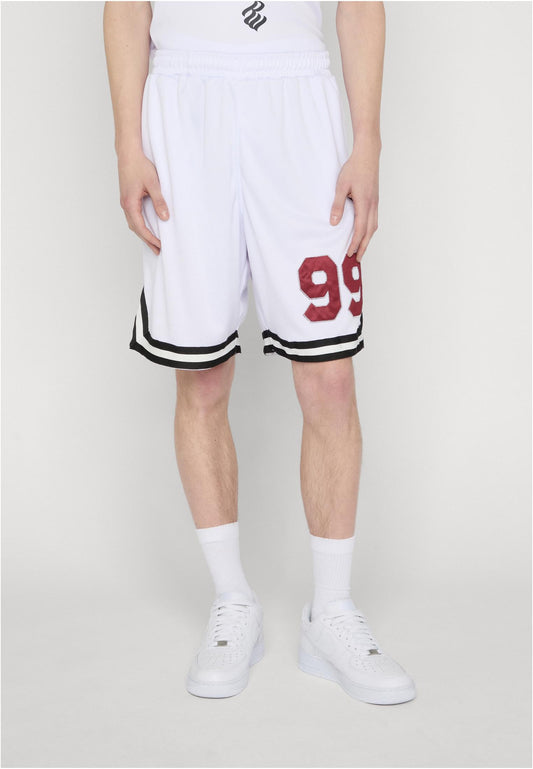ROCAWEAR PRO SHORTS Herren Bright White Vorderansicht mit 99 Print